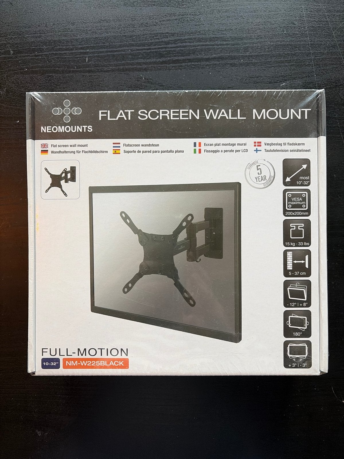 Neomounts NM-W225BLACK Full-Motion TV Muurbeugel, Ophalen, Nieuw