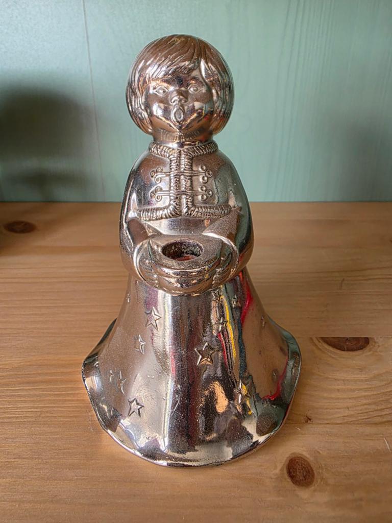 Vintage Kerst Engel Kaarsenhouder - Zilverkleurig, Antiek en Kunst, Ophalen of Verzenden