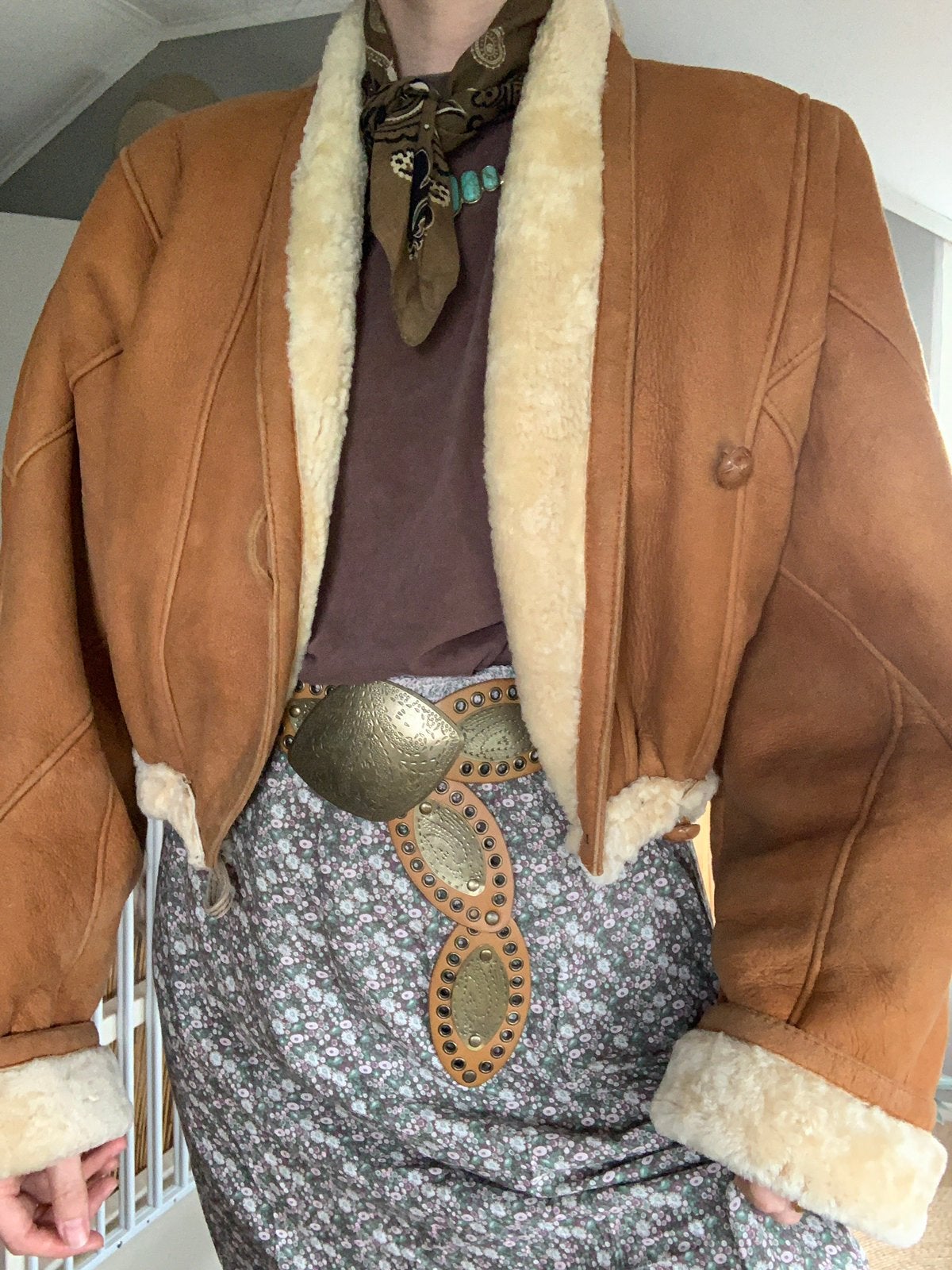 Cropped shearling lammy coat bomberjack S M, Maat 38/40 (M), -, Ophalen of Verzenden, Zo goed als nieuw