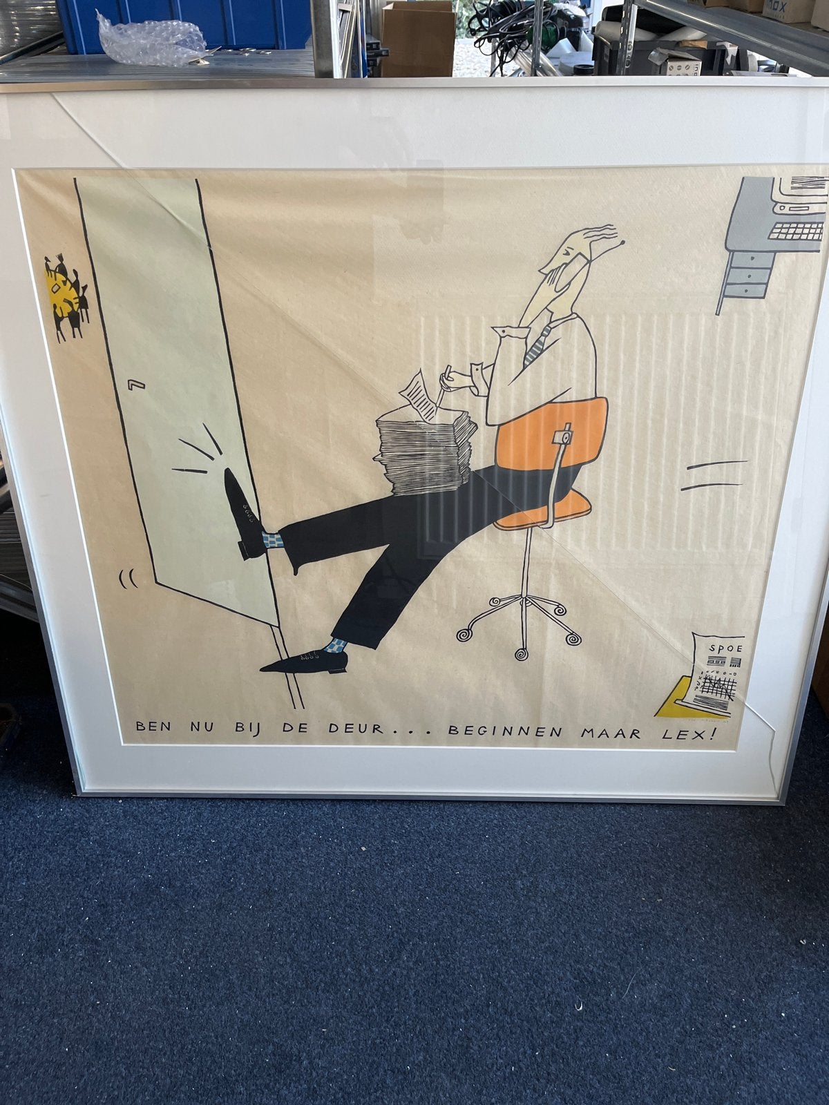 Arjenne Fakkel - "Giga-druk" - Houtsnede, Antiek en Kunst, Ophalen, 1950 - 1999, Houtsnede, Ingelijst