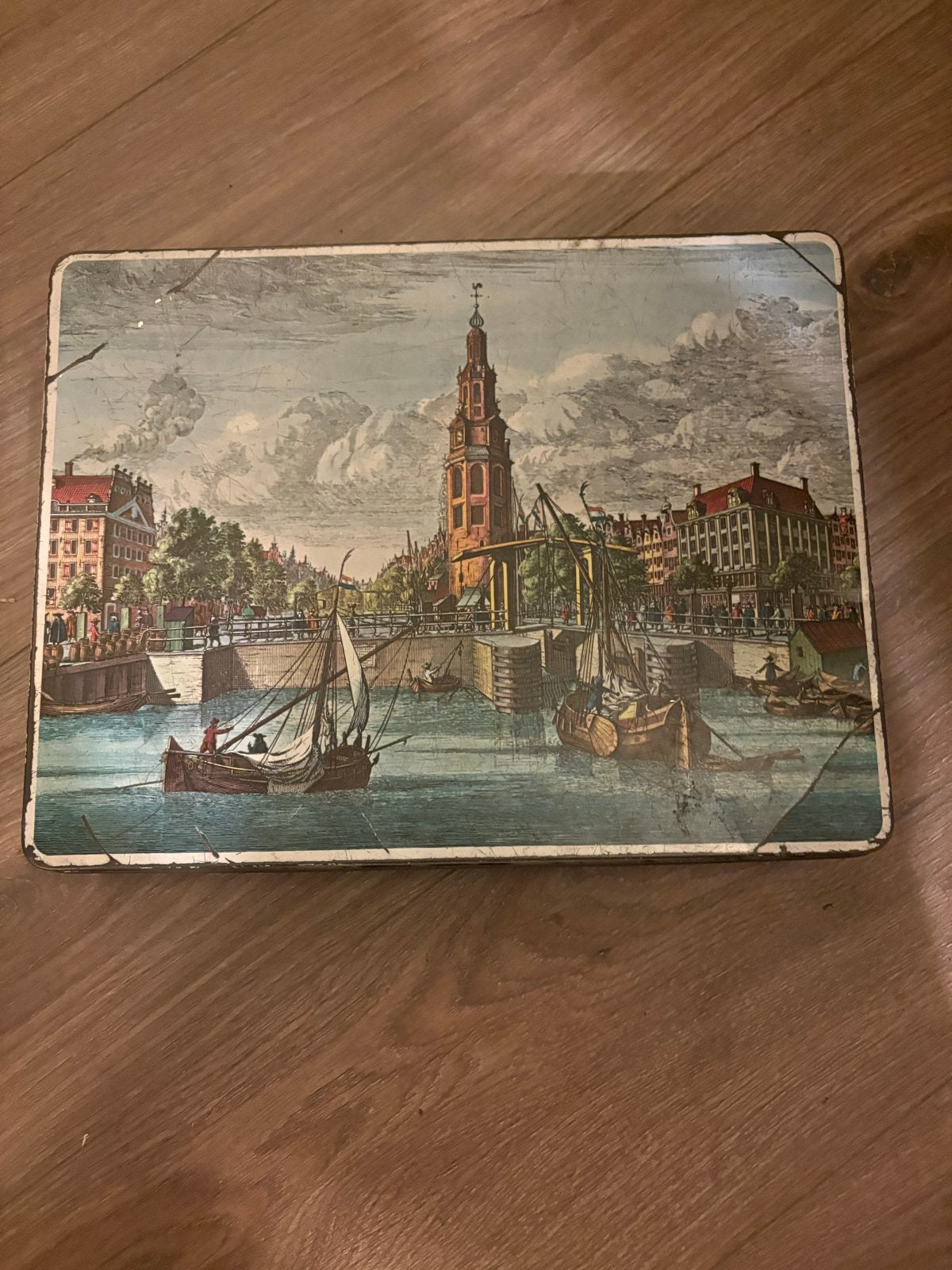 Vintage Verkade Amsterdam Toren koekblik, Ophalen, Gebruikt, Koek(jes), Verkade