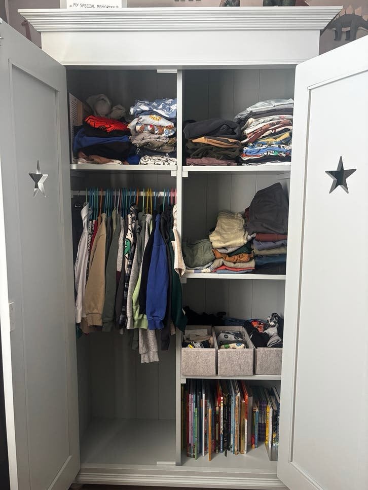 Kast en commode - hout, mintgroen, ster, brocant/landelijk, Ophalen, Gebruikt, Kast, 105 cm of meer