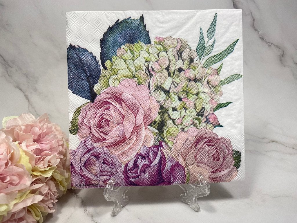 Knutsel servetten hortensia rozen decoupage 513, Ophalen of Verzenden, Nieuw
