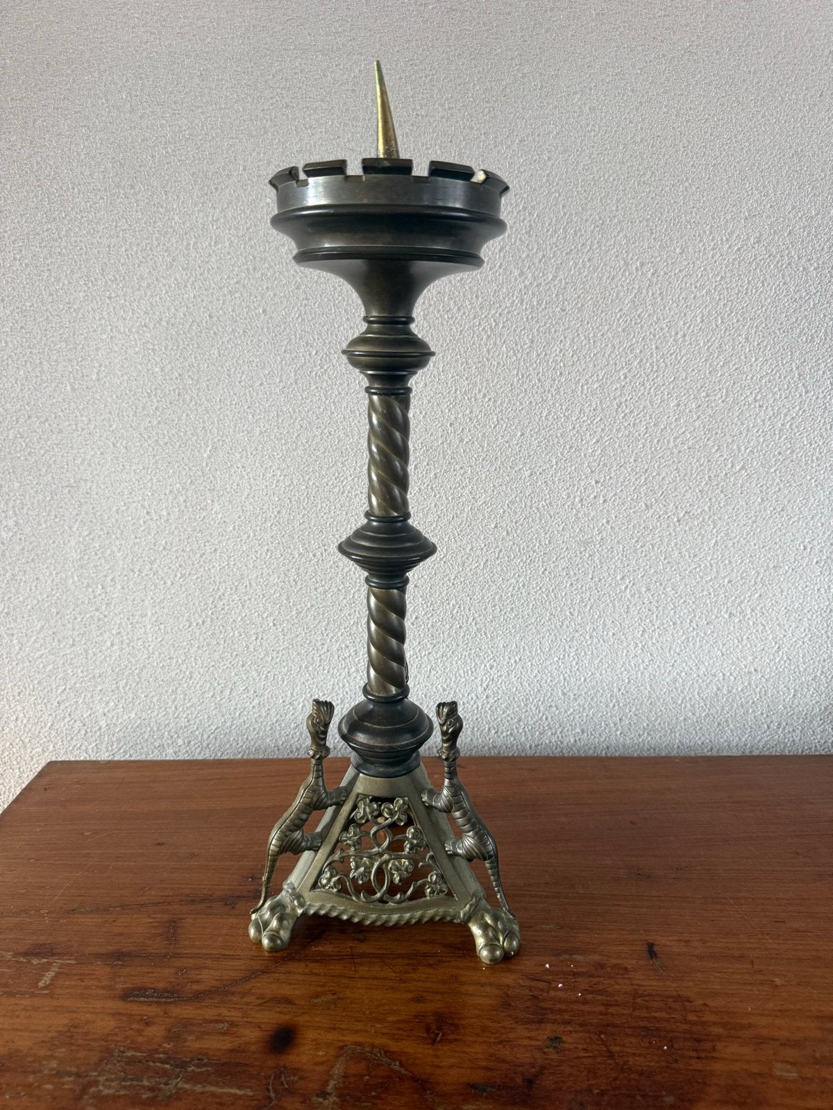 Antieke Koperen Kandelaar uit Kerk Nijmegen, Antiek en Kunst, Ophalen of Verzenden, Koper of Brons