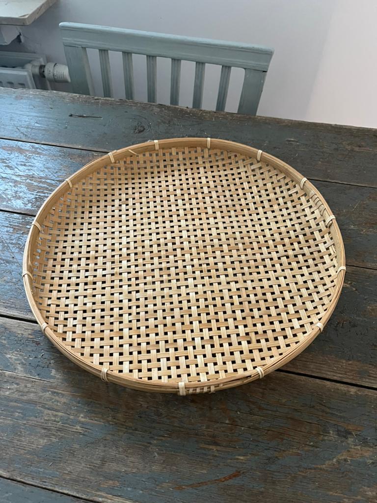 RIETEN TRAY SERVEERBLAD AZIATISCH KEUKEN, Ophalen of Verzenden, Zo goed als nieuw, Rond, Riet