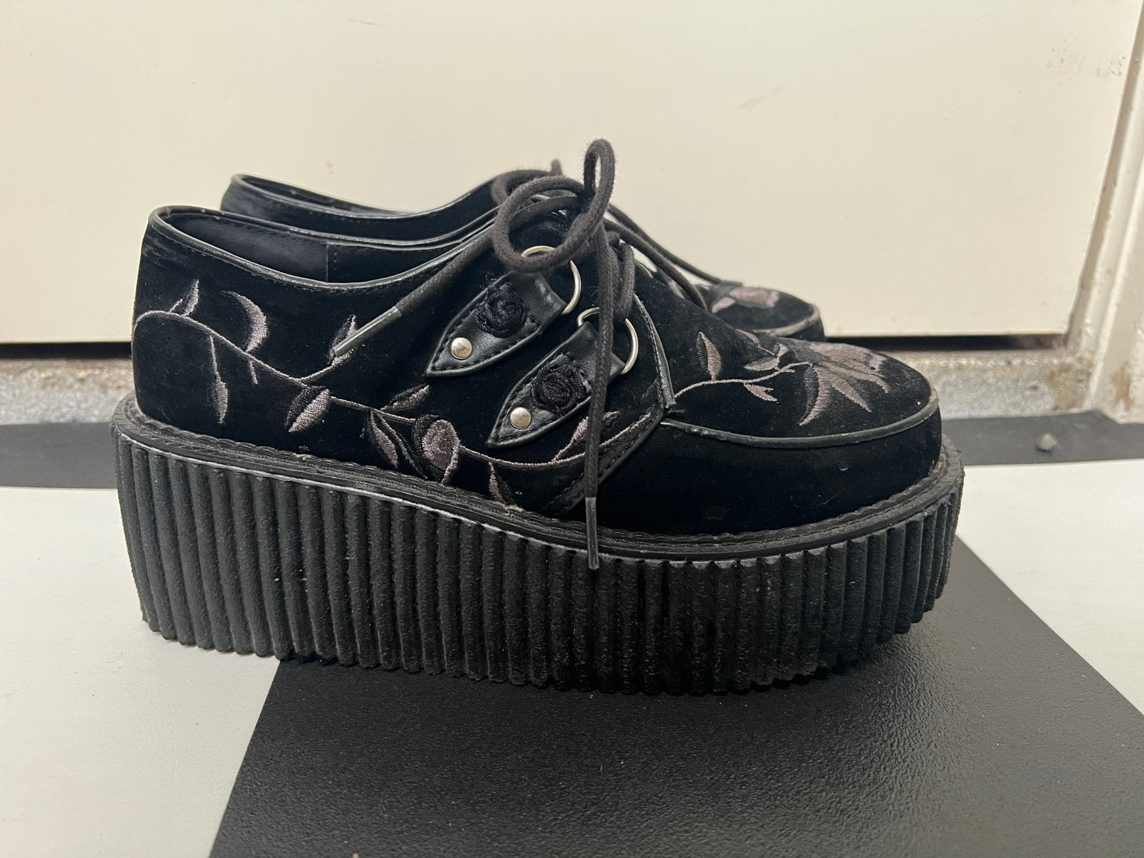 Demonia platform creepers, Zwart, Ophalen of Verzenden, Gedragen, Veterschoenen
