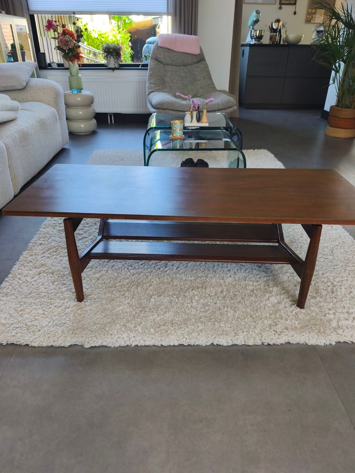 Vintage Salontafel Teakhout Mid-Century Design, Huis en Inrichting, Tafels | Salontafels, Ophalen, 100 tot 150 cm, 50 tot 75 cm