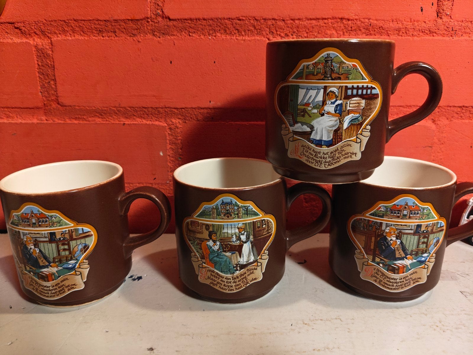Vintage Douwe Egberts mokken Villeroy & Boch (set van 4), Ophalen of Verzenden