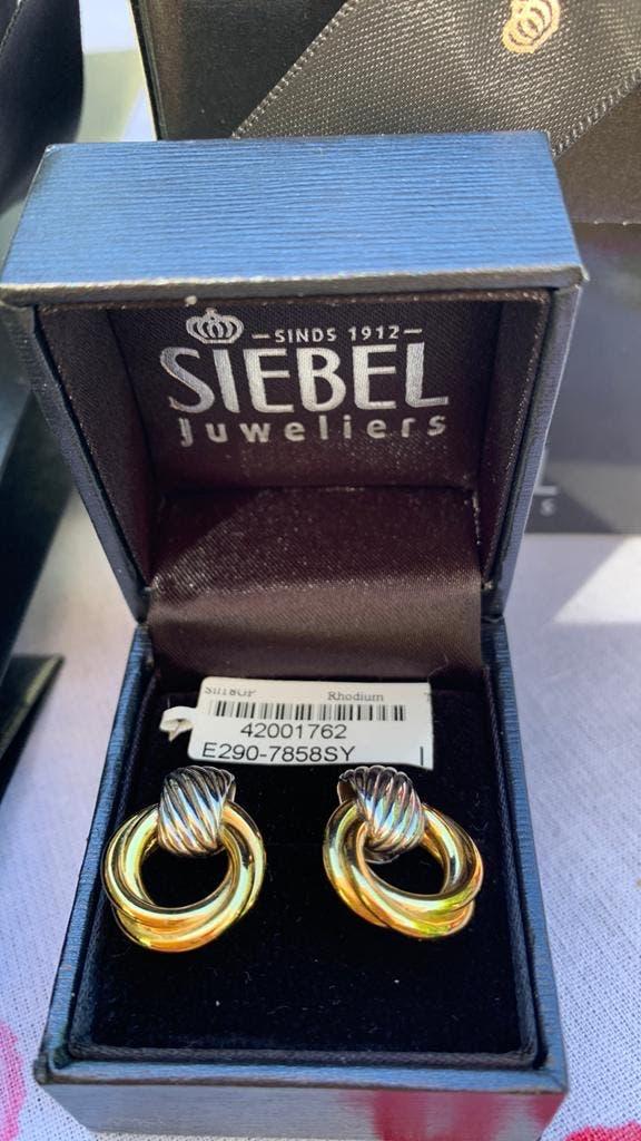 Ti sento zilveren vergulde oorbellen, stekers., Ophalen of Verzenden, Zo goed als nieuw, Zilver