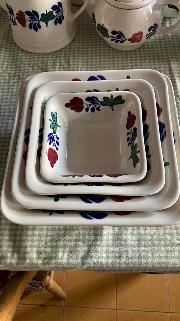 Boerenbont vierkant schalen set, Ophalen of Verzenden, Zo goed als nieuw, Aardewerk, Schaal of Schalen