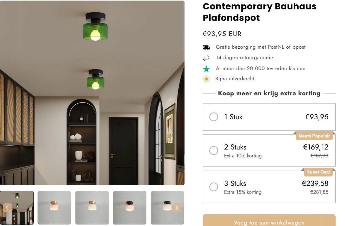 Bauhaus Plafondlamp - Groen Glas met Gouden Details, Huis en Inrichting, Inclusief lichtbron, Groen, Design, Nieuw