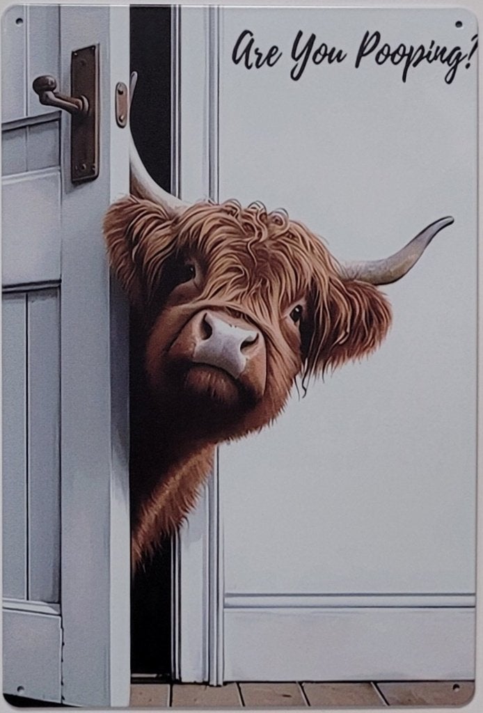 Are you pooping koe bull reclamebord van metaal wandbord