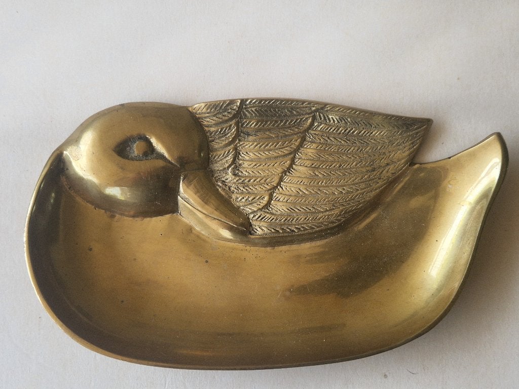 Vintage messing schaaltje in de vorm van een rustende eend, Ophalen of Verzenden, Overige typen