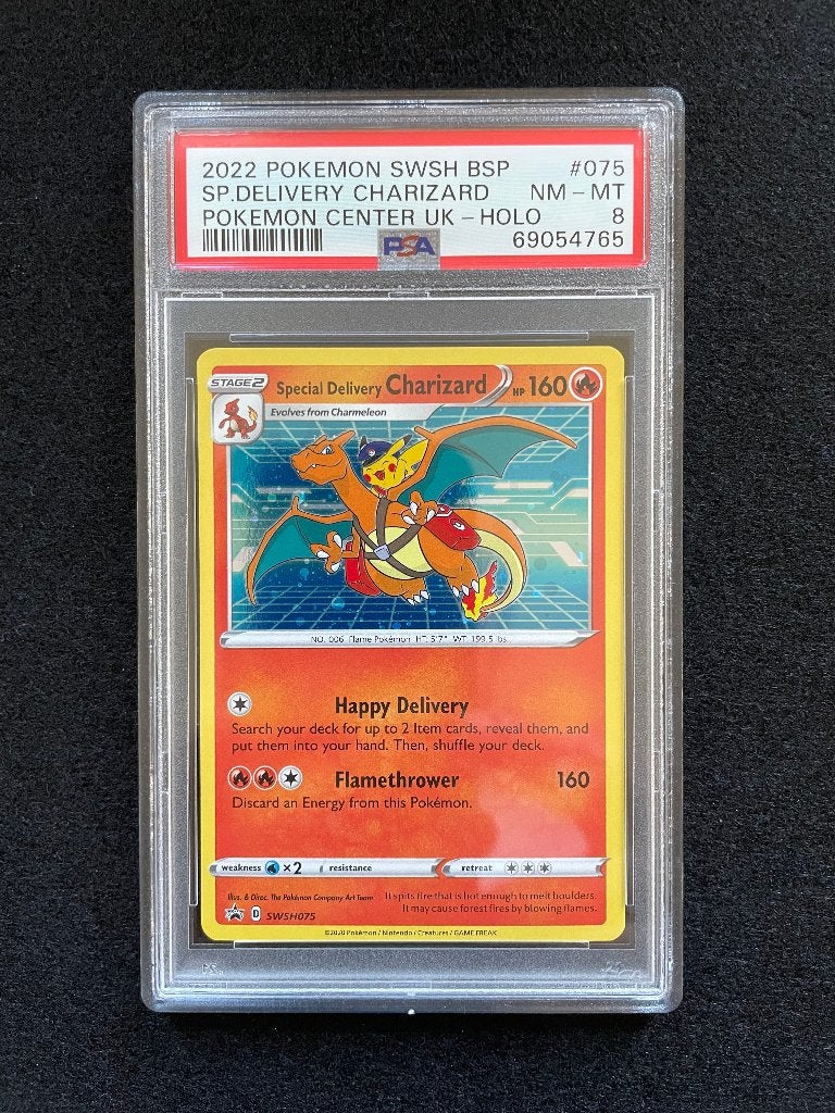 1x Special Delivery Charizard (SWSH 075) PSA 8 - Pokemon, Ophalen of Verzenden, Nieuw, Losse kaart, Foil