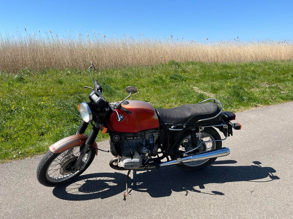 BMW R75/7 met beschermbeugels en koffers, 750 cc, 2 cilinders, Motorrijbewijs A, Gebruikt