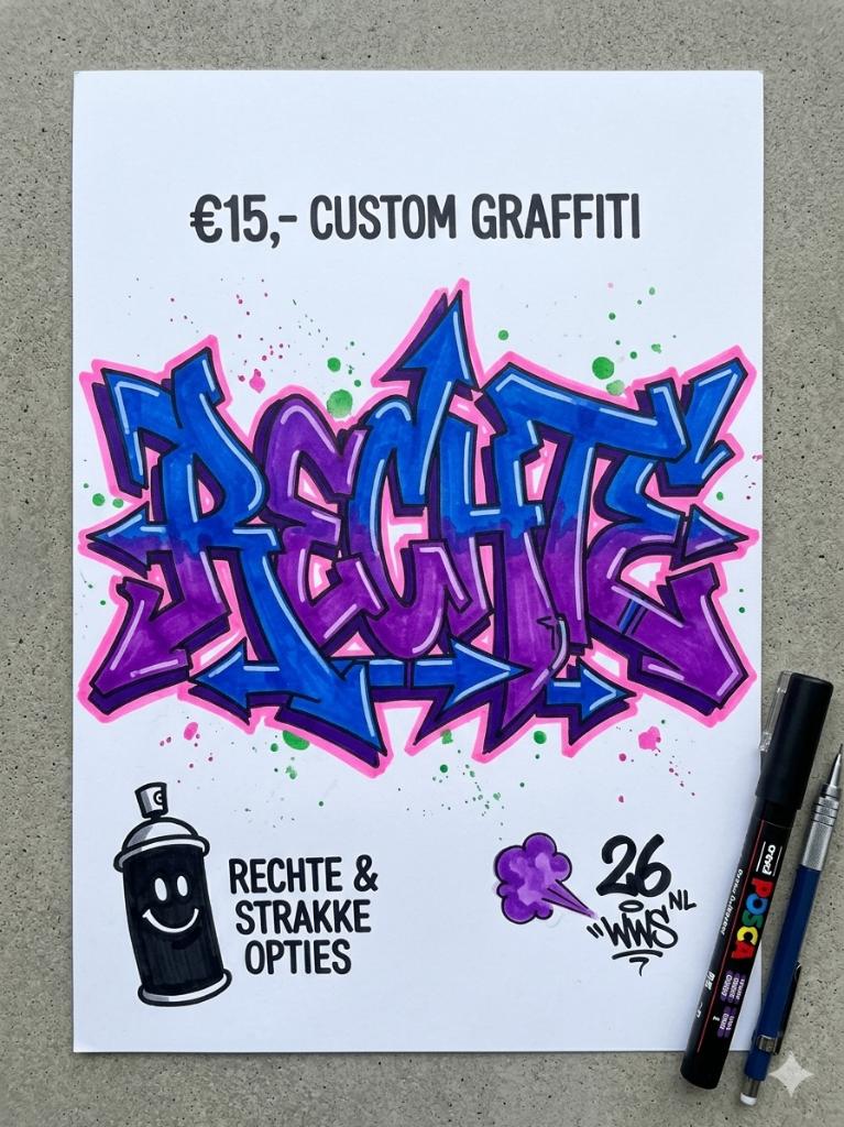 Handgetekende Graffiti Sketch, Antiek en Kunst, Ophalen of Verzenden