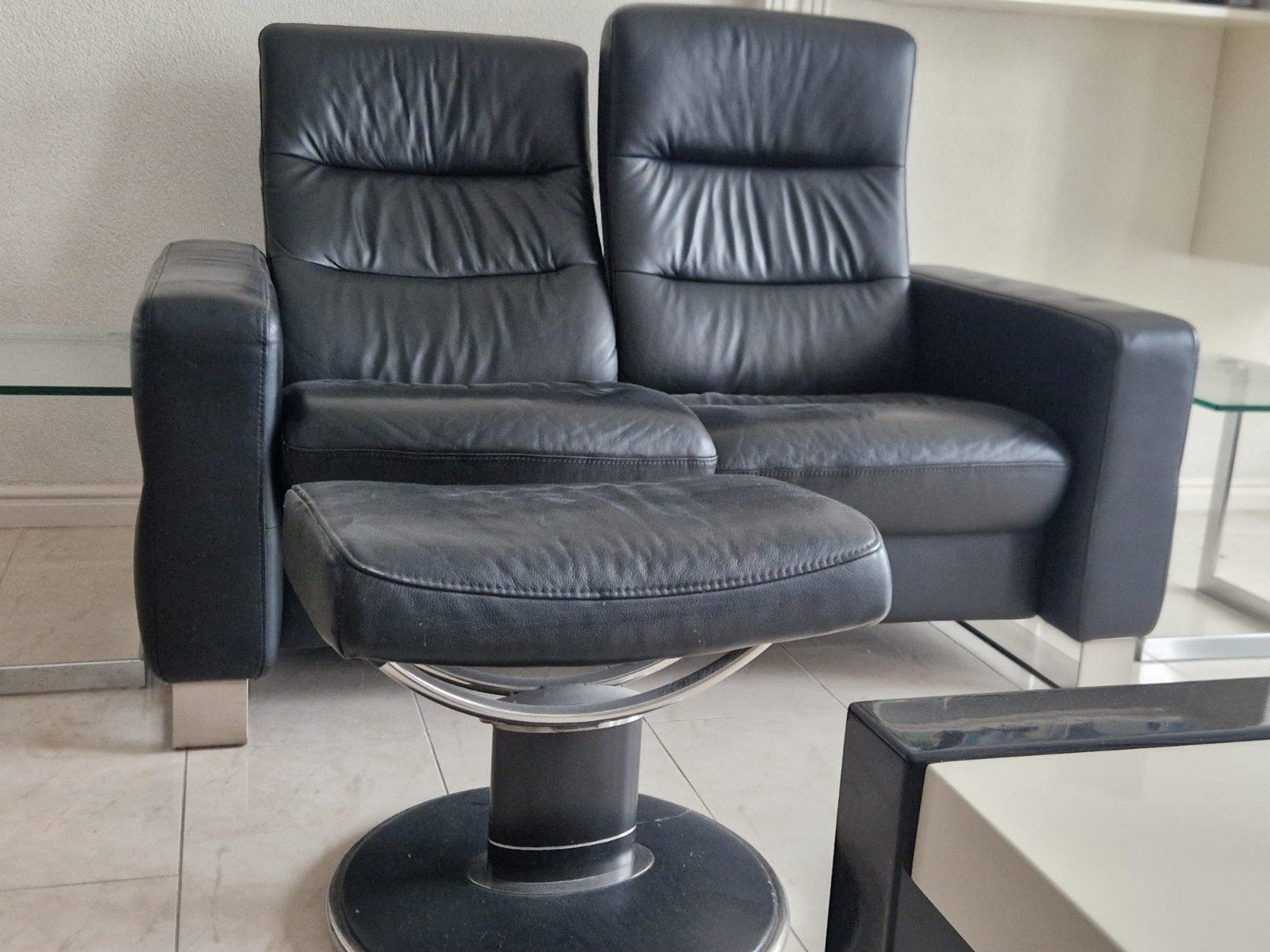 Leren banken  Stressless, Huis en Inrichting, Ophalen, Gebruikt, 75 tot 100 cm, Leer