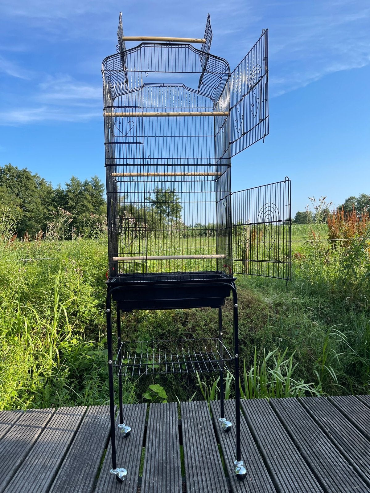 Complete vogelkooi als nieuw., Ophalen, Zo goed als nieuw, Metaal, Vogelkooi