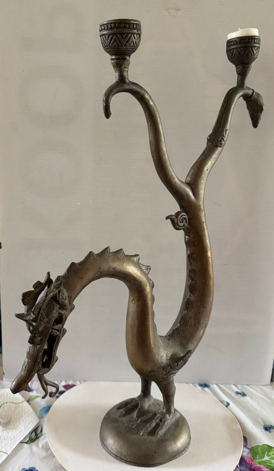 Aziatische drakenkandelaar, Antiek en Kunst, Ophalen of Verzenden, Koper of Brons