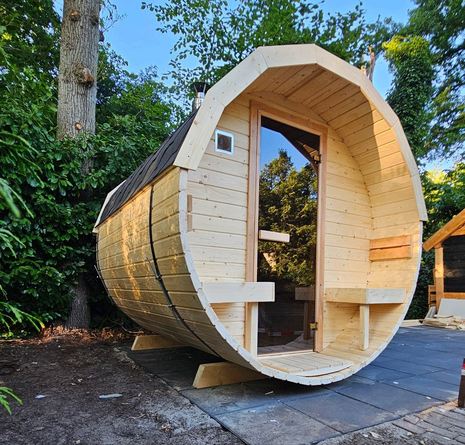 2,5M Barrel Sauna Gratis Levering en Plaatsing - 10% KORTING, Sport en Fitness, Sauna, Ophalen of Verzenden, Nieuw, Complete sauna