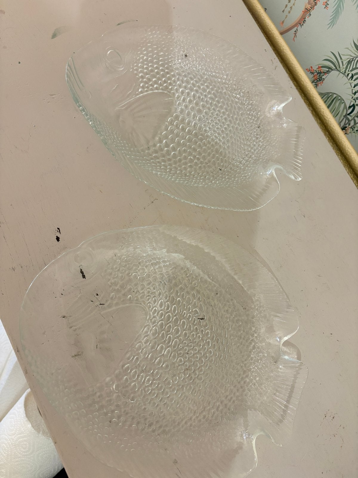 2 Vintage Arcoroc France 'Poisson' Visborden/Visschalen, Antiek en Kunst, Ophalen of Verzenden