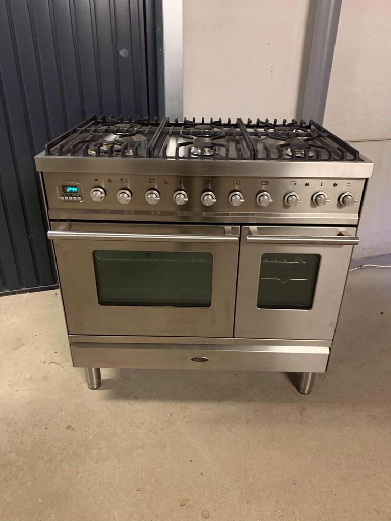 Rvs Boretti Gasfornuis met 2 ovens, Witgoed en Apparatuur, Ophalen, Warmhoudplaat, 60 cm of meer, Zo goed als nieuw