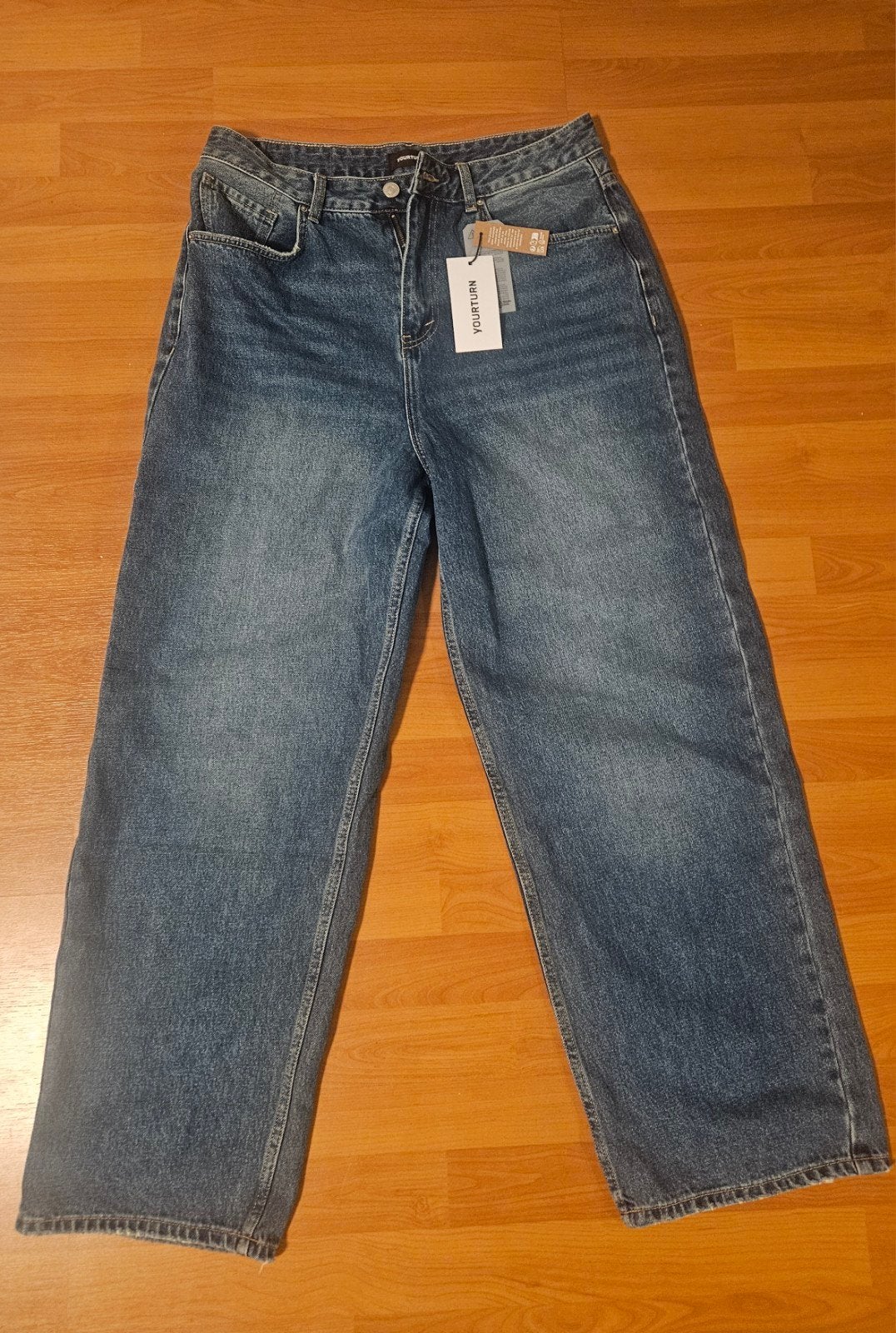 Yourturn baggy dark blue denim jeans, Your turn, Nieuw, W32 (confectie 46) of kleiner, Verzenden