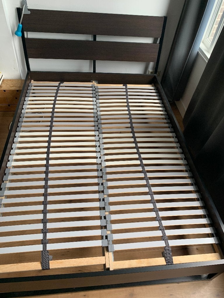 IKEA bed en lattenbodem, Ophalen, Bruin, Tweepersoons, Zo goed als nieuw