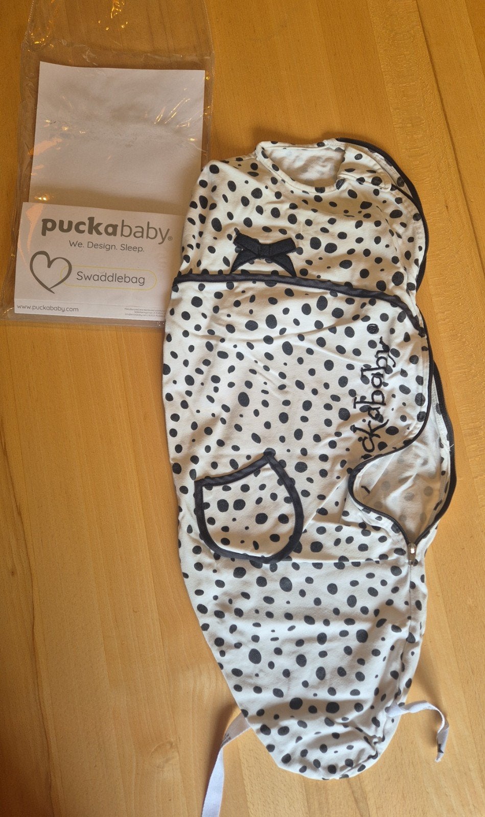 Puckababy Mini inbakerslaapzak – zwart-wit stippen TOG 0.5, Kinderen en Baby's, Ophalen, Gebruikt, Puckababy, Slaapzak