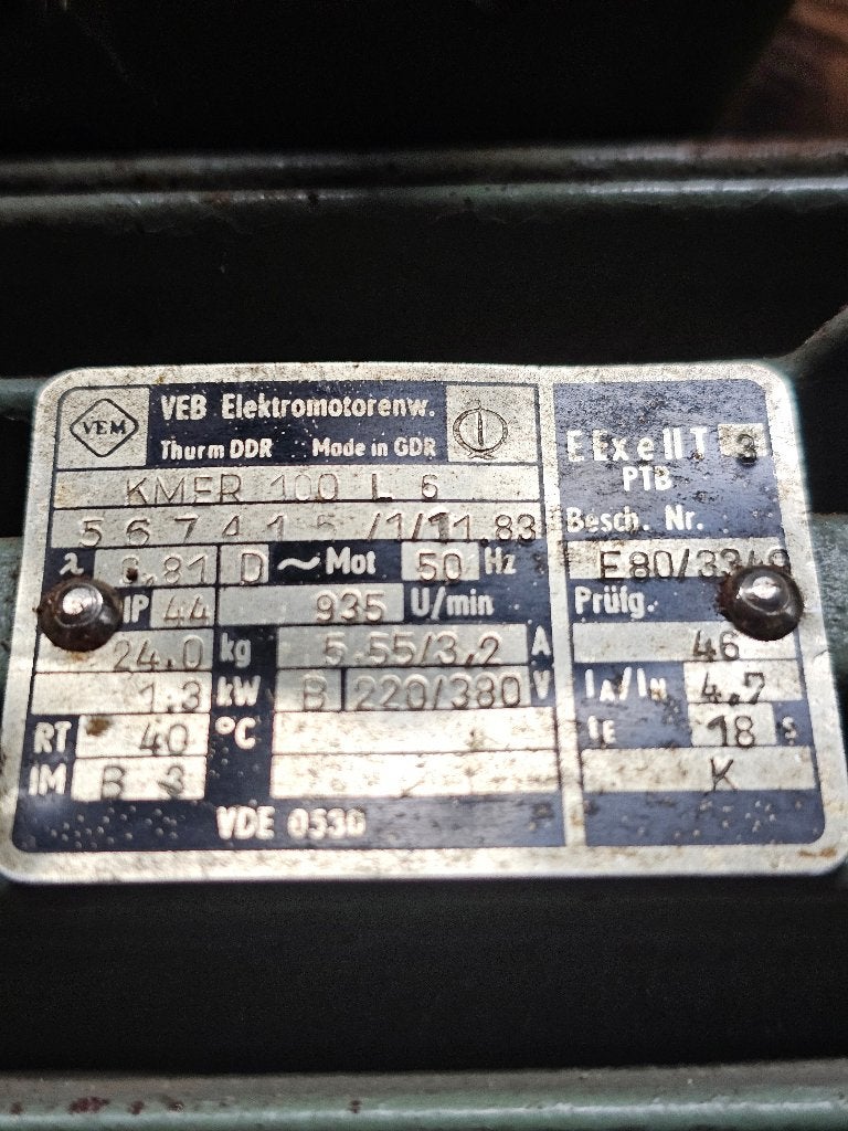 Elektromotor 1.3 kW/900 toeren, Doe-het-zelf en Verbouw, Motoren, Ophalen, Gebruikt, Elektromotor, Minder dan 1400 rpm