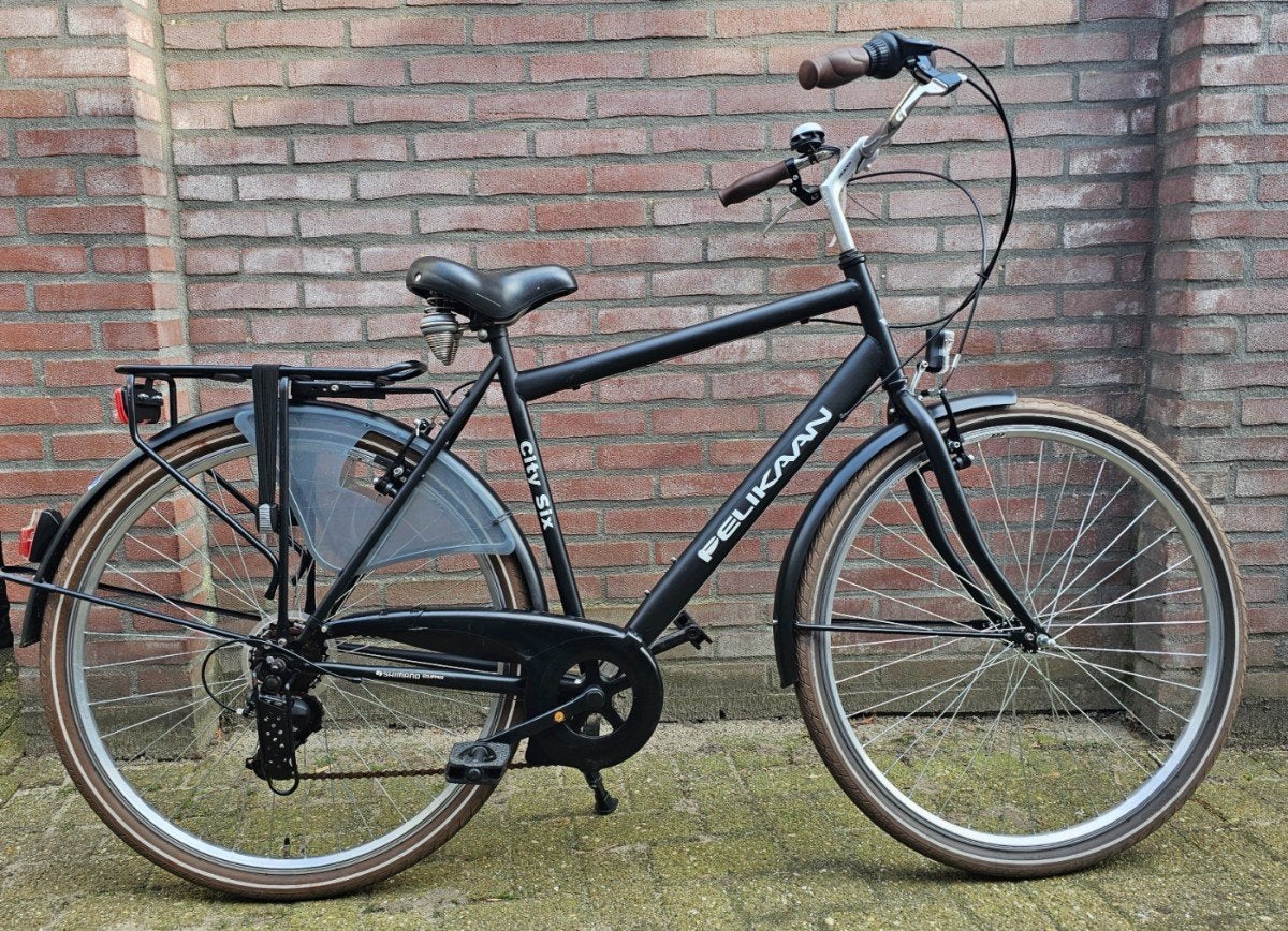 Pelikaan City SixHeren 57 cm V6D ZWm Heren Zwart mat 57cm, Gebruikt, -, Velgrem, -