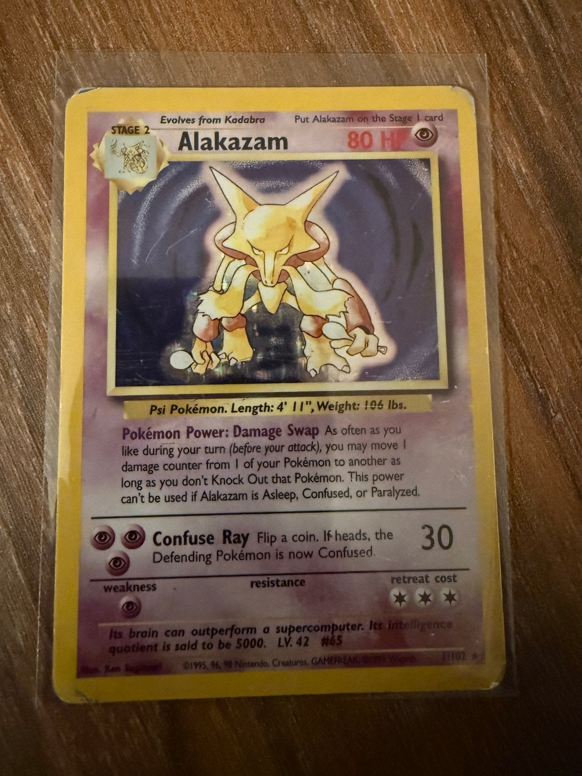 Pokémon Kaart Alakazam - Holo - 1/102 - Base Set, Verzenden, Gebruikt, Losse kaart, Foil