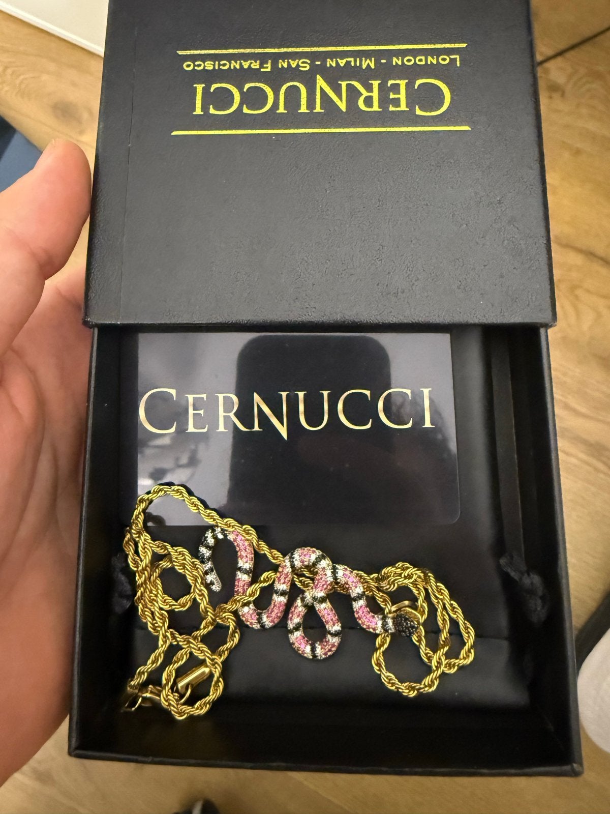Cernucci Slangenketting met Zirkonia - Goudkleurig, Met kristal, Overige materialen, Free, Ophalen of Verzenden