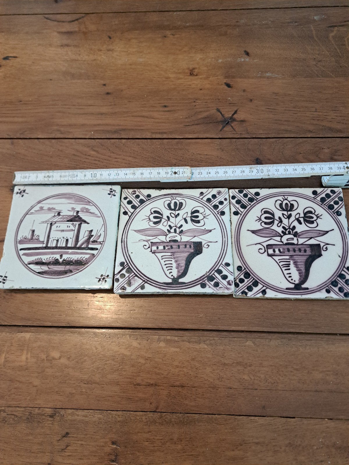 Antieke Friese witjes met landschap en bloemmotief, Ophalen of Verzenden