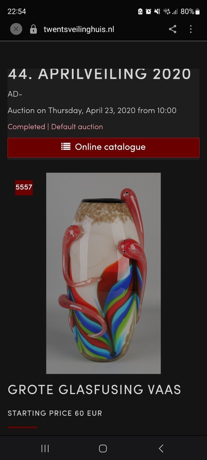 Grote Glasfusing Vaas met Rode Slangen, Ophalen of Verzenden