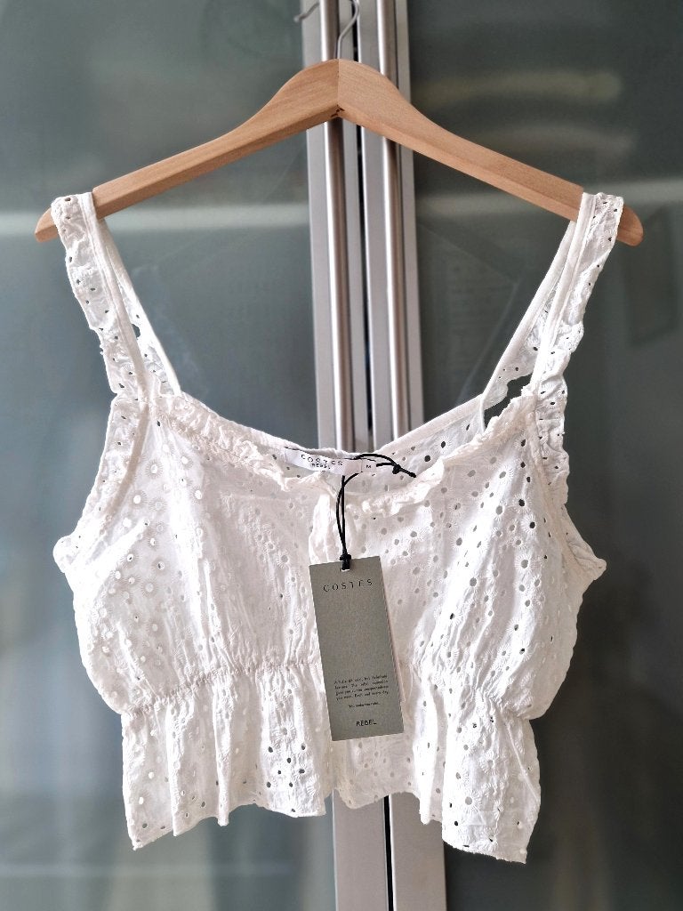 Costes crop top peplum top wit nieuw maat M, Maat 38/40 (M), Verzenden, Wit, Nieuw
