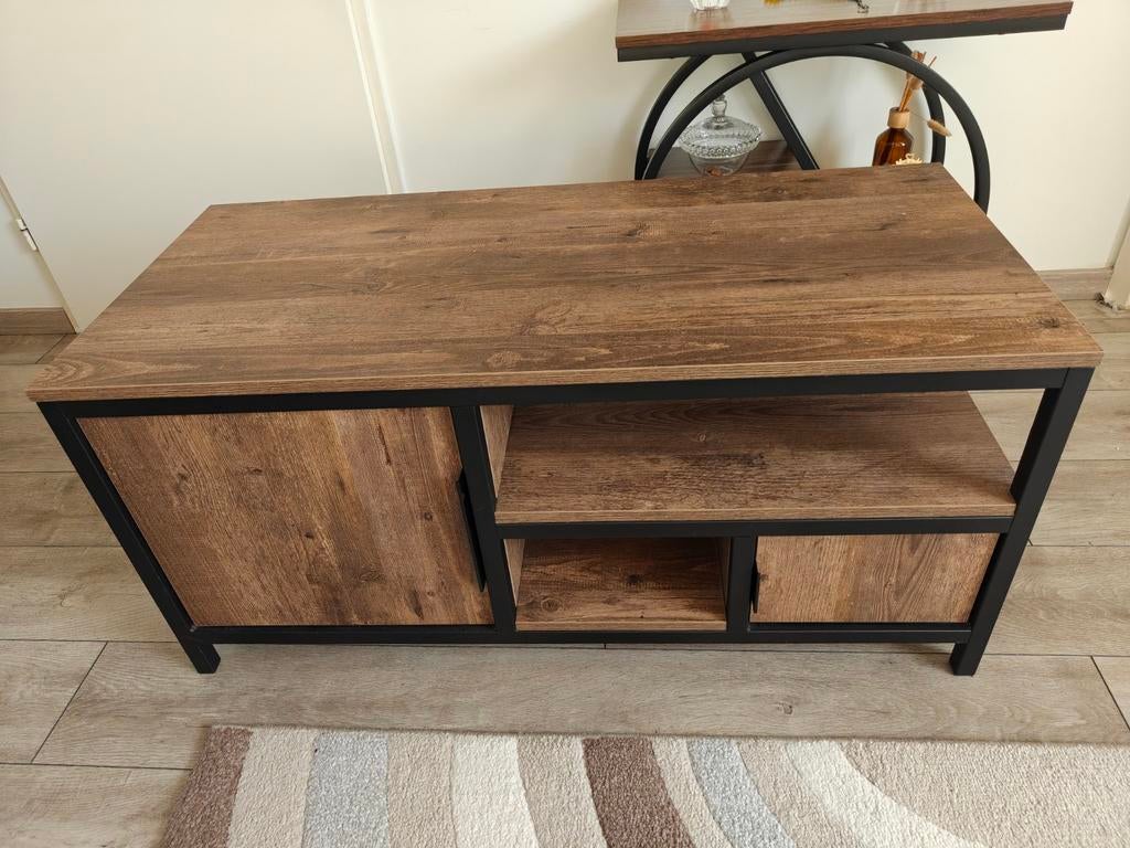 Industrieel TV meubel Bombay Lamulux Mokka – 106 cm, Huis en Inrichting, Kasten | Televisiemeubels, Ophalen, 100 tot 150 cm, Zo goed als nieuw