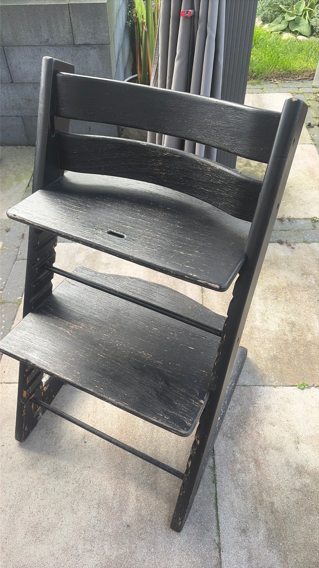 Stokke tripp trapp meegroeistoel zwart, Tuin en Terras, Ophalen, Gebruikt, Hout