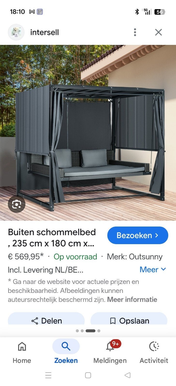 Aangeboden Nieuw Schommelbed met Overkapping, Tuin en Terras, Tuinmeubel-accessoires, Ophalen, Nieuw