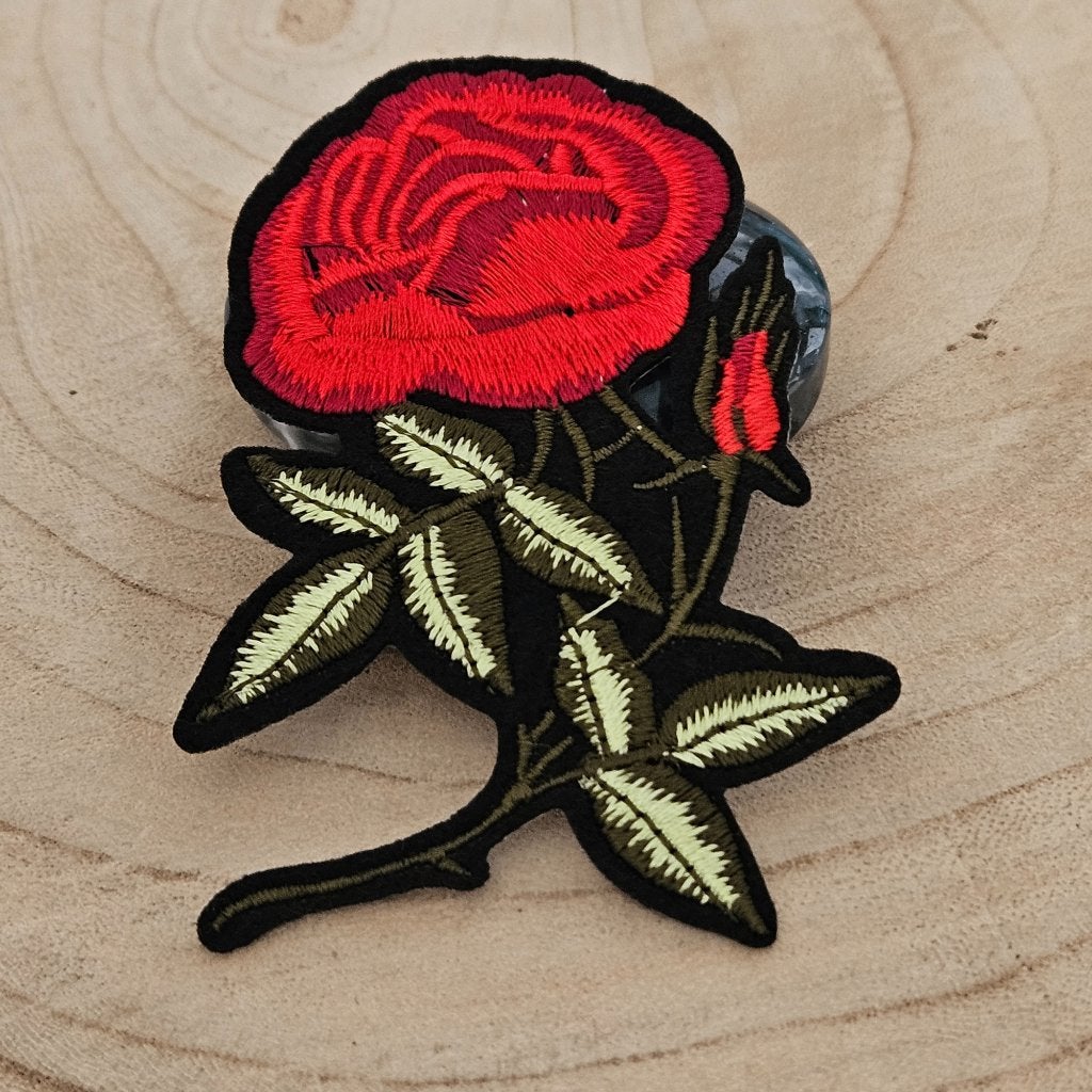 Strijk embleem applicatie patch Rode roos, D, Nieuw, Ophalen of Verzenden, D