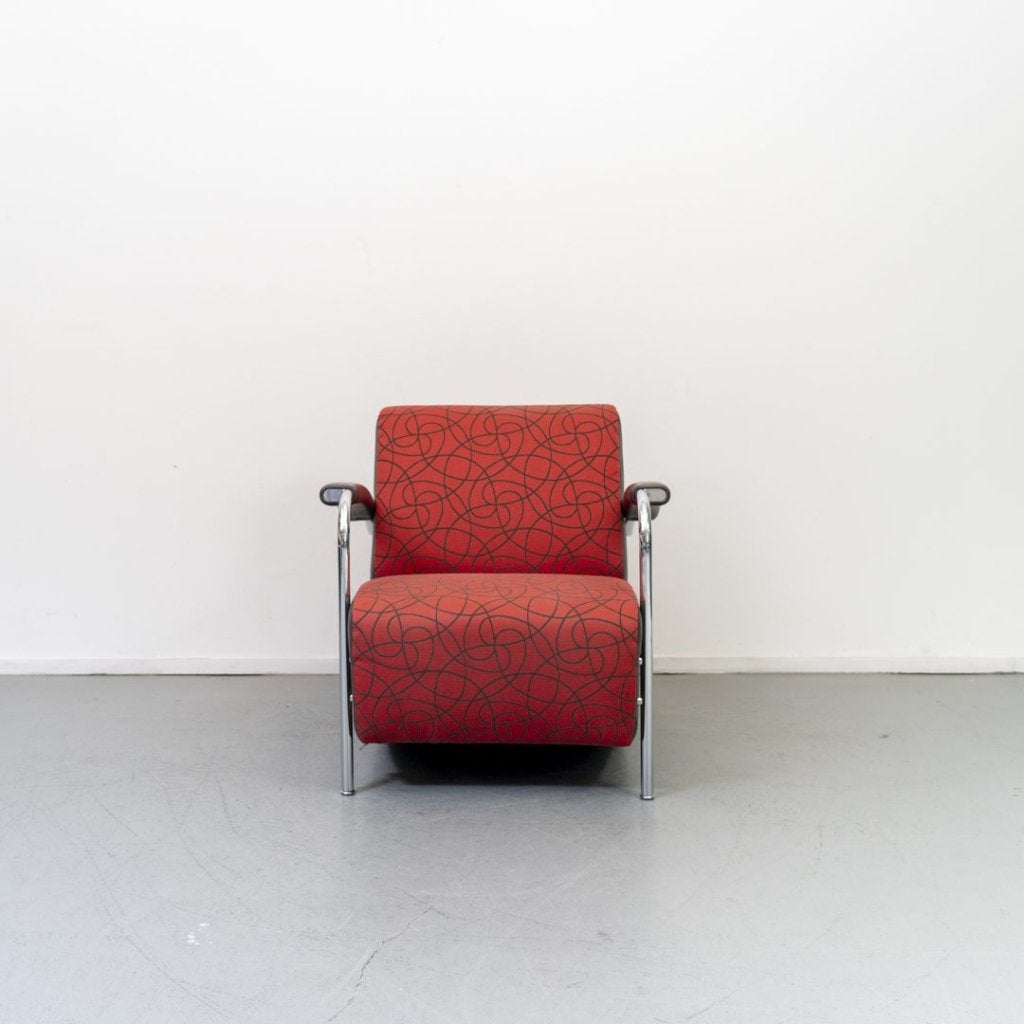 Leolux Scylla Laag Fauteuil Rood/Bruin Stof, Niet ingevuld, Zo goed als nieuw, Niet ingevuld, Niet ingevuld