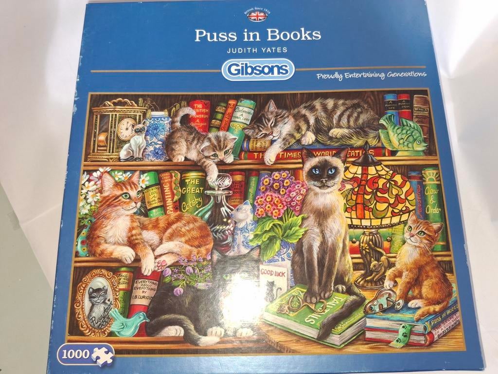 Puss in Books puzzel Gibsons 1000 pcs, nieuw, Ophalen of Verzenden, 500 t/m 1500 stukjes, Nieuw