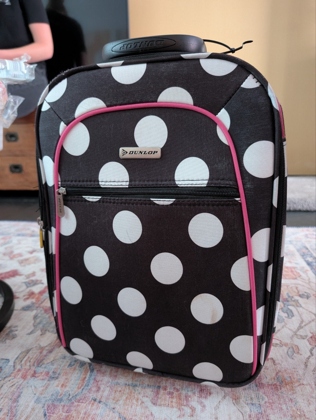 Dunlop Handbagage Koffer - Zwart met Witte Stippen, Ophalen, 40 tot 60 cm, Gebruikt, Zwart