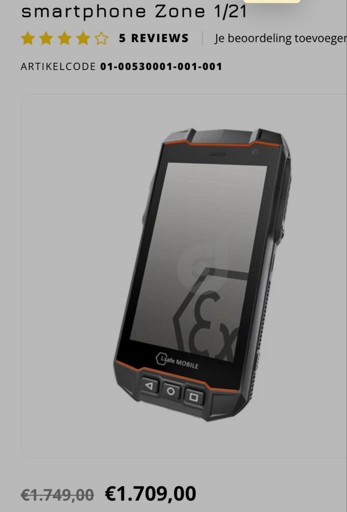 i.safe MOBILE IS520.1 Industriële Smartphone Zone 1/21, Gebruikt, Ophalen of Verzenden, A, Klassiek of Candybar