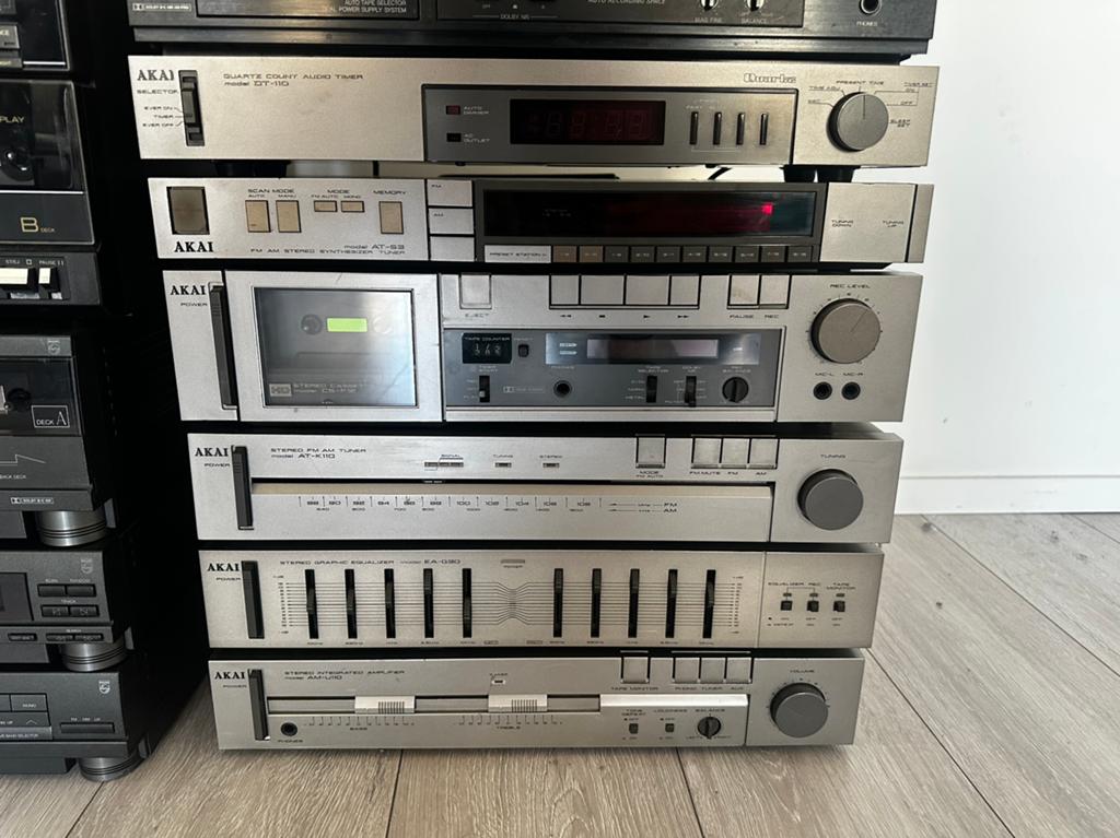 AKAI vintage hifi set complete champagne metallic uitvoering, Ophalen of Verzenden, Zo goed als nieuw, Cassettedeck, Akai
