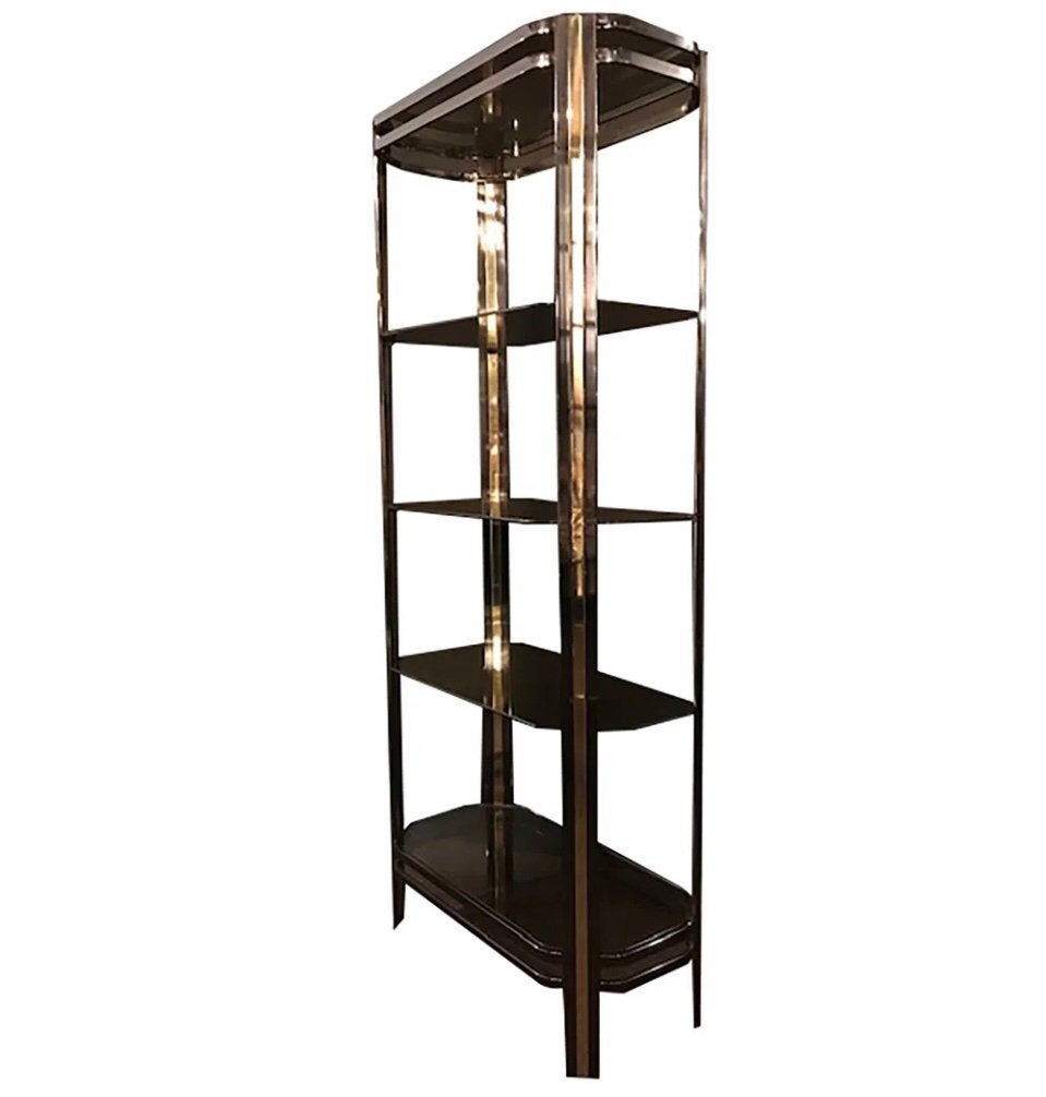 Vintage Hollywood Regency Rek met Fumé glazen Leggers, Huis en Inrichting, Kasten | Vitrinekasten, Ophalen, 50 tot 100 cm, Zo goed als nieuw