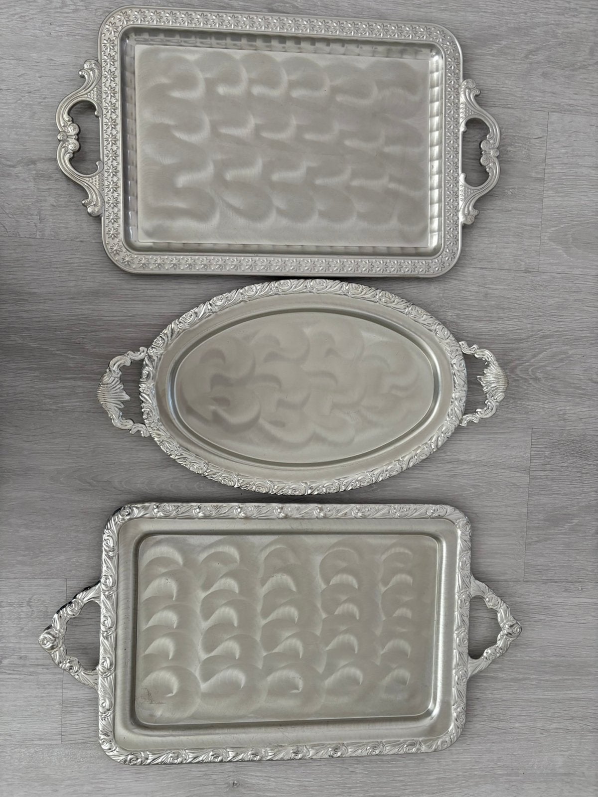 3x mooie dienbladen zilverlook, Ophalen of Verzenden