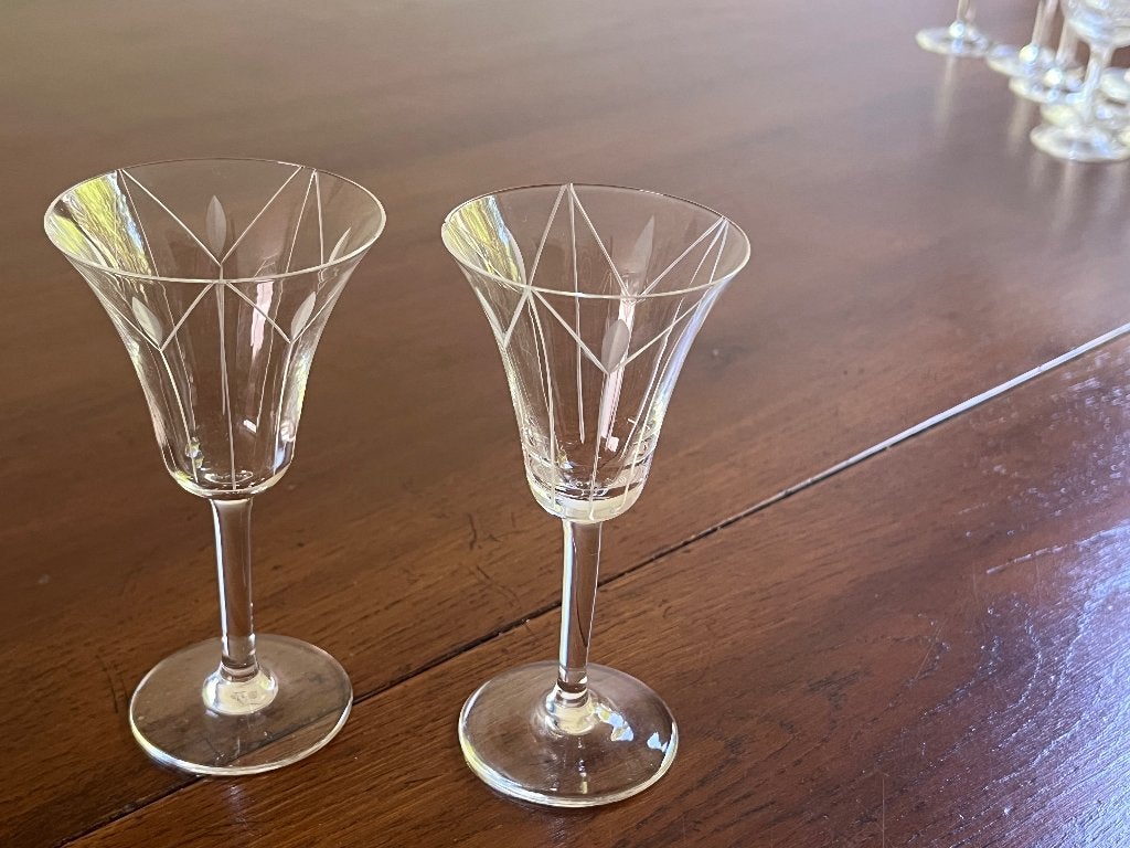 Set van diverse vintage kristallen glazen, Ophalen