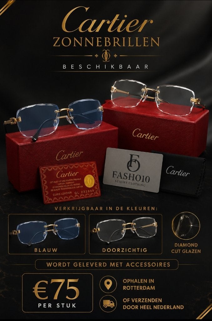 Cartier zonnebril diamond cut, Overige merken, Blauw, Nieuw, Ophalen of Verzenden