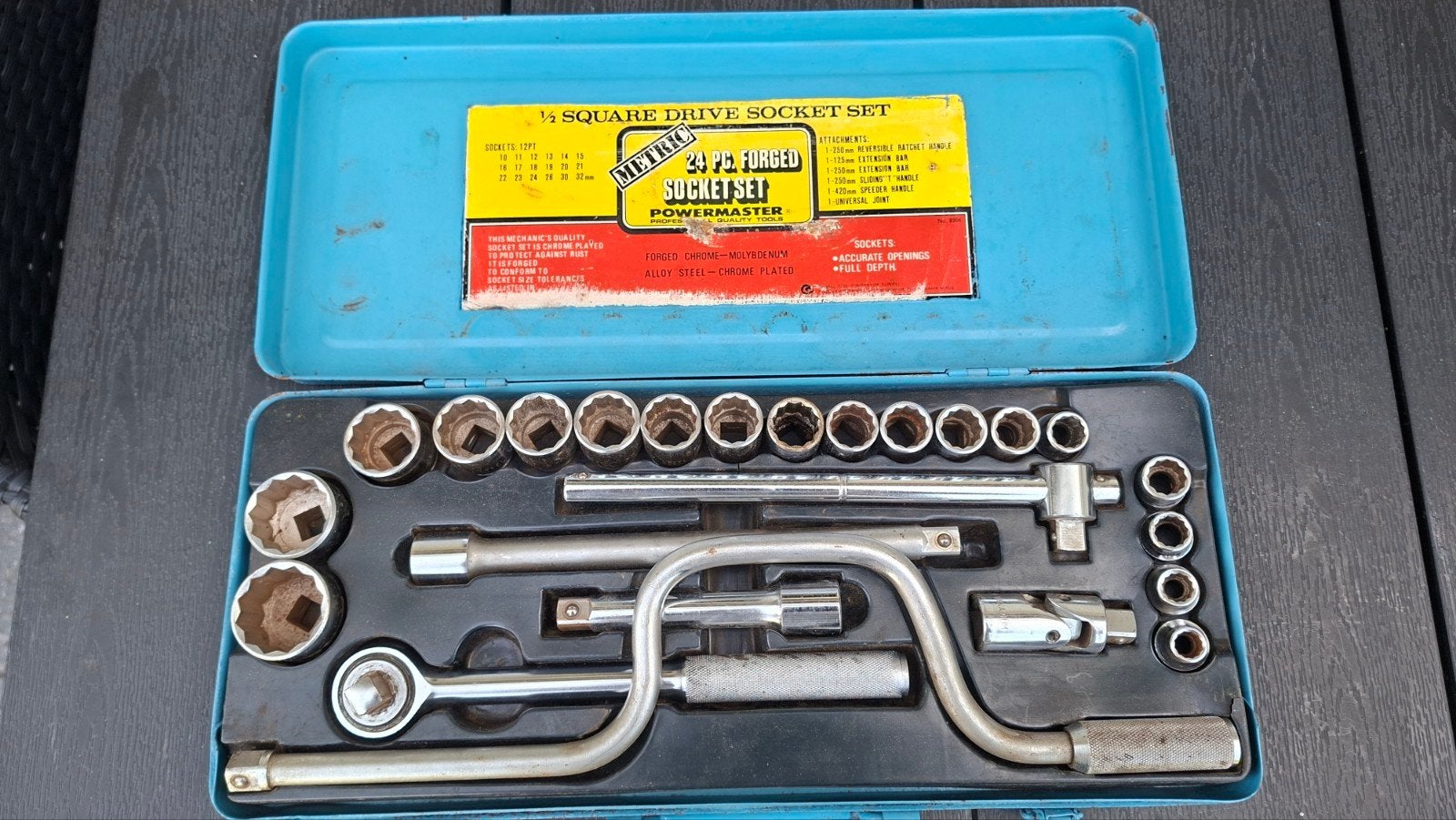 Powermaster 24-delige Doppenset - 1/2" Square Drive, Ophalen of Verzenden, Gebruikt, Gereedschapsset, Overige merken